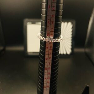 Moissanite  Classic Silver Crystal Eternity Band - Women Jewelry